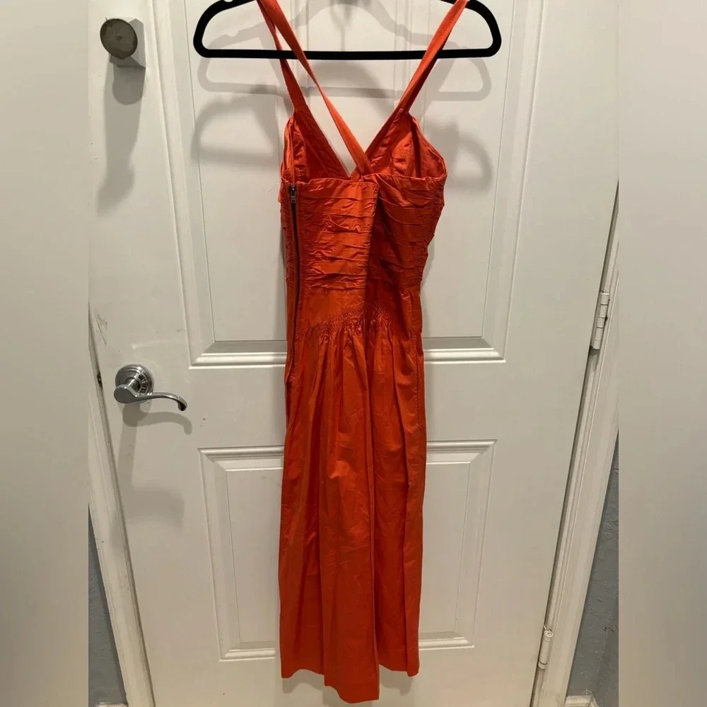 Ulla Johnson Laurelin Cotton Midi Dress Size 0 100% Cotton Orange Designer - Picture 4 of 6